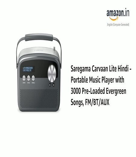 Saregama Carvaan Lite Hindi - Portable Music Player with 3000 Pre-Loaded Evergreen Songs, FM/BT/AUX (Graphite Grey)-M00000002064