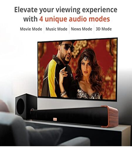 Carvaan Saregama Musicbar Karaoke CBWK121, 120W 2.1 Channel Soundbar, Karaoke Function to Sing Any Song, 2 mics, 1000 pre-Loaded Songs, FM/BT/Aux in, Wired Subwoofer, HDMI, Co-axial (Cosmos Black)-M00000002057