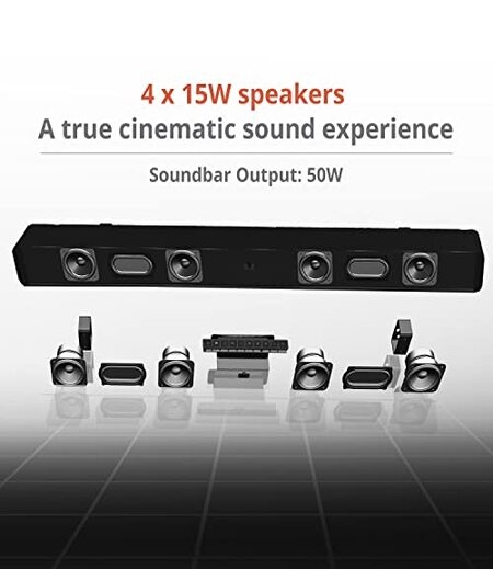 Carvaan Saregama Musicbar Karaoke CBWK121, 120W 2.1 Channel Soundbar, Karaoke Function to Sing Any Song, 2 mics, 1000 pre-Loaded Songs, FM/BT/Aux in, Wired Subwoofer, HDMI, Co-axial (Cosmos Black)-M00000002057