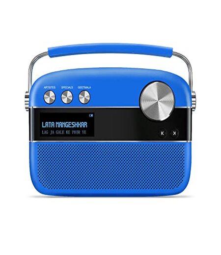 Saregama Carvaan Premium Hindi - Portable Music Player with 5000 Preloaded Songs, FM/BT/AUX (Cobalt Blue)-M00000002060