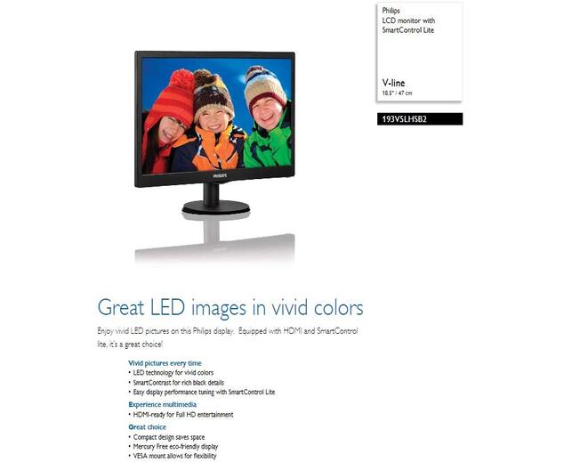 Philips 193V5LHSB2 18.5-inch LCD Monitor (Black)