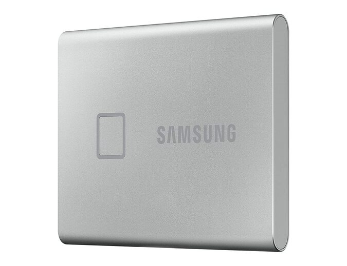 Samsung T7 Touch 1TB Up to 1,050MB/s USB 3.2 Gen 2 (10Gbps, Type-C) External Solid State Drive (Portable SSD) Silver (MU-PC1T0S)