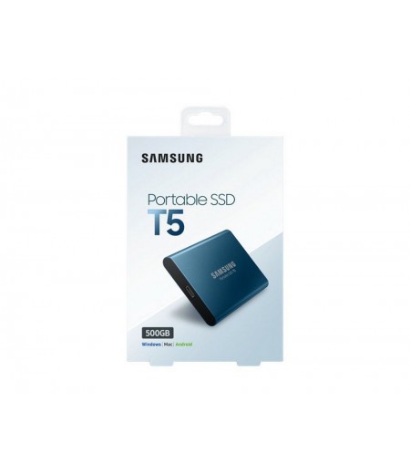 Samsung T5 500GB Up to 540MB/s USB 3.1 Gen 2 (10Gbps, Type-C) External Solid State Drive (Portable SSD) Alluring Blue (MU-PA500B)