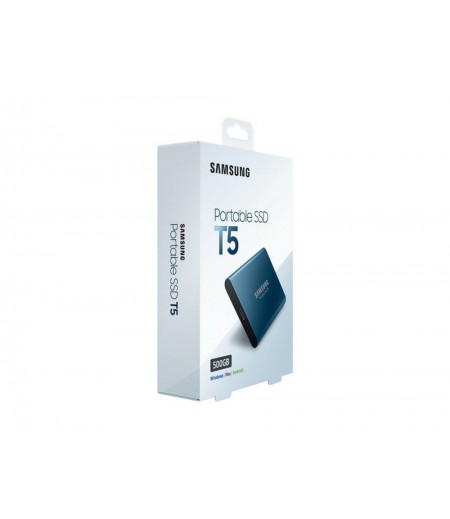 Samsung T5 500GB Up to 540MB/s USB 3.1 Gen 2 (10Gbps, Type-C) External Solid State Drive (Portable SSD) Alluring Blue (MU-PA500B)