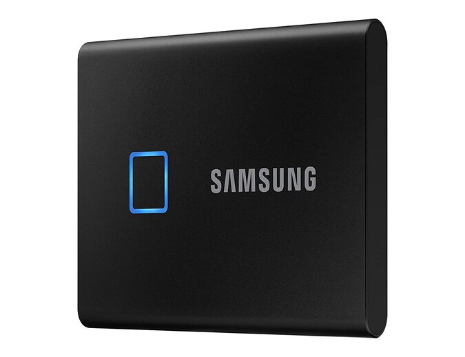 Samsung T7 Touch 500GB Up to 1,050MB/s USB 3.2 Gen 2 (10Gbps, Type-C) External Solid State Drive (Portable SSD) Black (MU-PC500K)