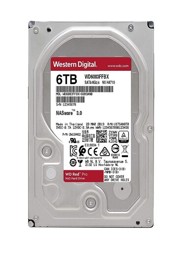 Western Digital WD Red Pro 6TB NAS Hard Drive - 7200 RPM Class, SATA 6 Gb/s, 256 MB Cache, 3.5 - WD6003FFBX