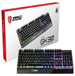 MSI Vigor GK30 RGB Wired Gaming Keyboard, 6-Zone RGB Lighting, Water Repellent & Splash-Proof, Mechanical-Like Plunger Switches