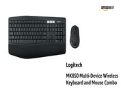 Logitech MK850 Multi-Device Wireless Keyboard and Mouse Set, 2.4GHz Wireless & Bluetooth, Curved Keyframe , 12 Programmable Keys, 3-Year Battery Life, PC/Mac