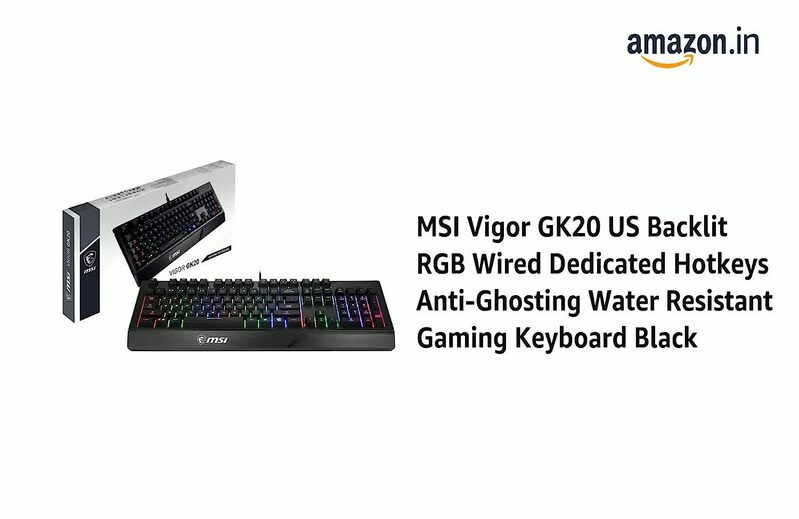 MSI Vigor GK20 US Backlit RGB Wired Dedicated Hotkeys Anti-Ghosting Water Resistant Gaming Keyboard Black