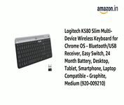 Logitech K580 Slim Multi-Device Wireless Keyboard    Bluetooth/Receiver, Compact, Easy Switch, 24 Month Battery, Win/Mac, Desktop, Tablet, Smartphone, Laptop Compatible - Graphite