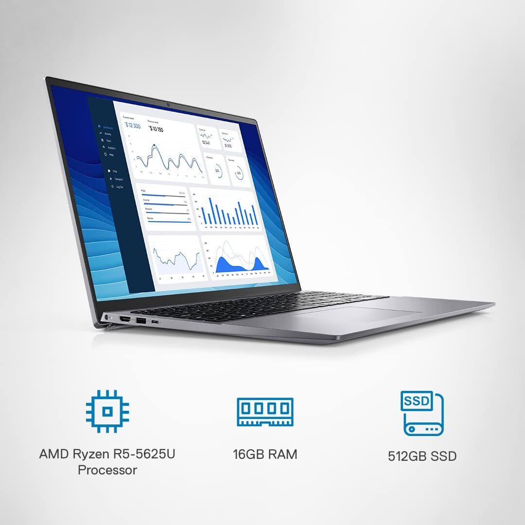 Dell Vostro 5625 Laptop, AMD Ryzen 5-5625U/16GB DDR4/512GB SSD/16 (40.64Cms) FHD+,16:10 Aspect Ratio with Comfort View/Windows 11+ MSO'21/Backlit KB + FPR/McAfee 15 Months/Titan Grey/1.91kg