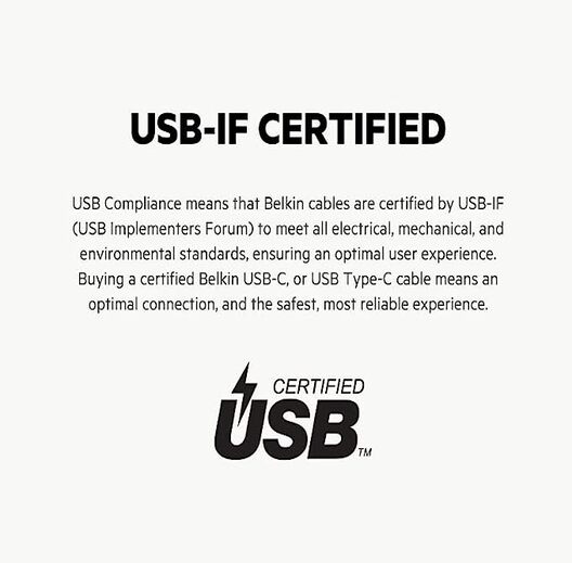 Belkin USB C to USB-A 2.0, Type C cable Tough Unbreakable Braided Nylon material 3.3 feet (1 meter) for Tablet, USB-IF Certified, Supports Fast Charging - White