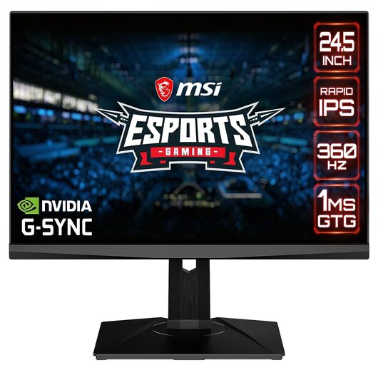 MSI Oculux NXG253R - 24.5 Inch 360 Hz Esports Gaming Monitor - FHD(1920x1080) Pixels, Rapid IPS, 1ms GTG, NVIDIA G-SYNC, HDR, ULMB, Mystic Light, Adjustable Stand, VESA, Display Port 1.4 & HDMI 2.0b