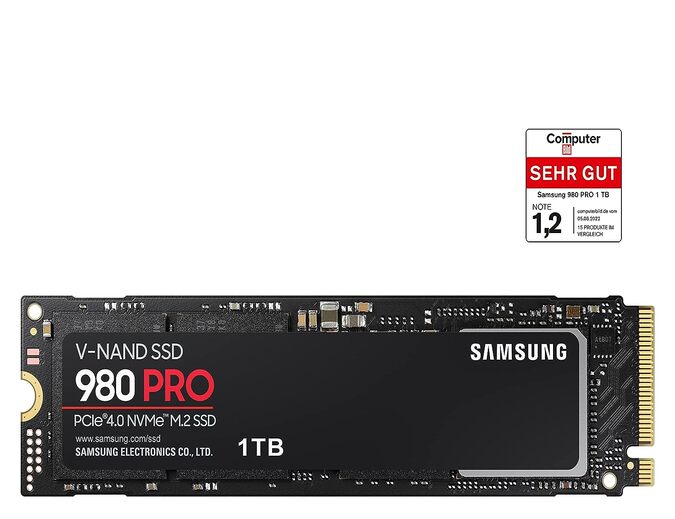 Samsung 980 PRO 1TB Up to 7,000 MB/s PCIe 4.0 NVMe M.2 (2280) Internal Solid State Drive (SSD) (MZ-V8P1T0)