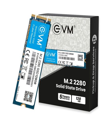 EVM M.2 (2280) 128GB SSD - Fast Performaning SATA Internal Solid State Drive - Read Speed 520MB/s & Write Speed 370MB/s - 5 Years Warranty (EVMM2/128GB)