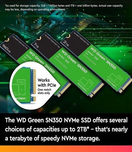 Western Digital WD Green SN350 NVMe 240GB, Upto 2400MB/s, 3 Y Warranty, PCIe Gen 3 NVMe M.2 (2280), Internal Solid State Drive (SSD) (WDS240G2G0C)