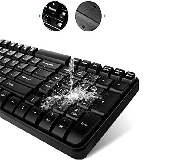 Rapoo X1800S Wireless Keyboard & Mouse Combo Optical 2.4G 108 Keys 1000 Dpi 10M Transmision Fn Keys(Black)