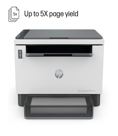 HP Laserjet Tank 1005w Printer for Home & SMBs: 3-in-1 Print+Copy+Scan, Mess-Free 15 Sec Toner Refill, Lowest Cost/Page-B&W Prints, Dual Band Wi-Fi, Smart Guided Buttons, Mobile Printing.