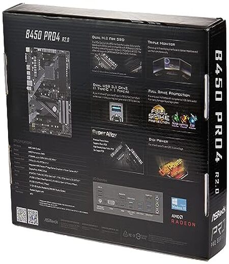 Asrock B450 PRO4 R2.0 AM4 AMD Promontory B450 SATA 6Gbps ATX AMD Motherboard