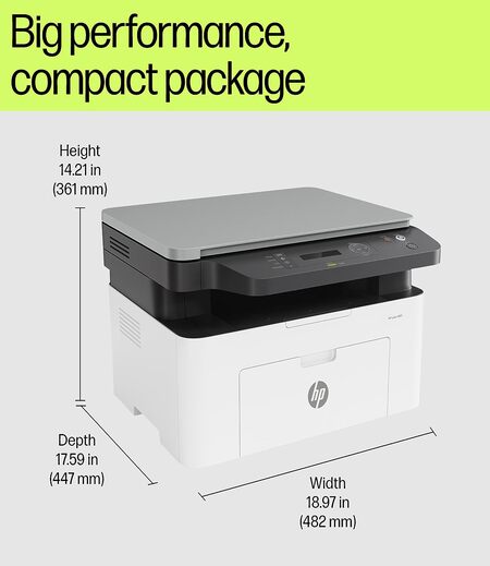 HP Laserjet 1188a Laser Monochrome Print, Scan, Copy with USB Connectivity, Compact Design, Fast Printing