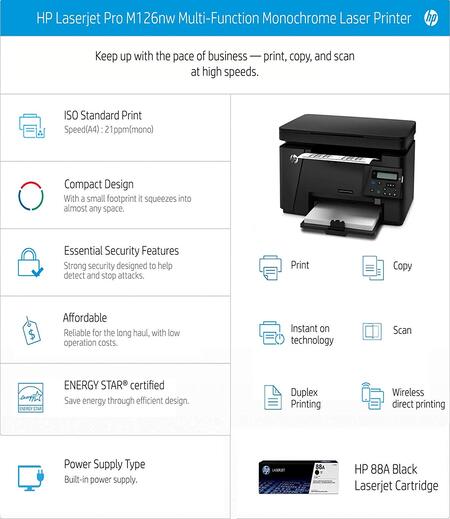 HP Laserjet Pro M126nw Multi-Function Monochrome Laser Printer