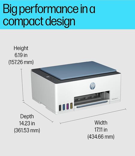 HP Smart Tank 525 All-in-one Colour Printer (Upto 6000 Black and 6000 Colour Pages Included in The Box). - Print, Scan & Copy for Office/Home