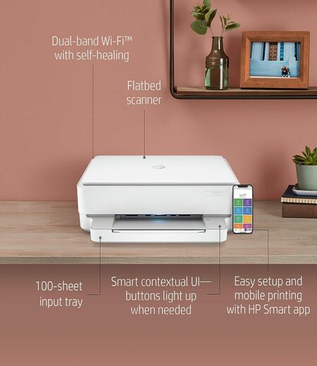 HP Ink Advantage 6075 WiFi Colour Printer, Scanner and Copier for Home/Small Office, Dual Band WiFi, Duplex Printing (Automatic Double-Sided Print).