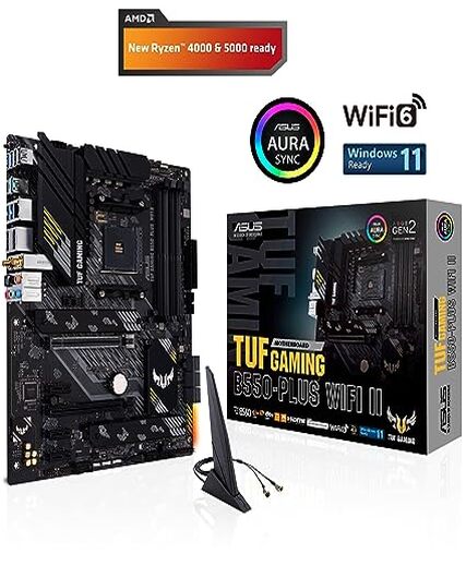 ASUS B550 TUF Gaming B550-PLUS WiFi II AMD AM4 (3rd Gen Ryzen ¢) ATX Gaming Motherboard (PCIe 4.0, WiFi 6, 2.5Gb LAN, BIOS Flashback, USB 3.2 Gen 2, Addressable Gen 2 RGB Header and Aura Sync)