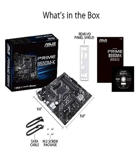 ASUS Prime B550M-K (AMD AM4 Socket for AMD Ryzen 5000/5000 G/ 4000 G/3000) Micro ATX Motherboard with Dual M.2 PCIe 4.0 1Gb Ethernet HDMI/D-Sub/DVI SATA 6Gbps and USB 3.2 Gen 2 Type-A