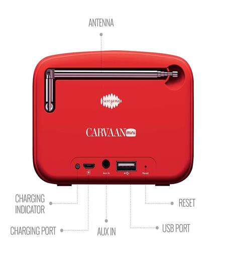 Saregama Carvaan Mini 2.0 Tamil- Music Player with Bluetooth/FM/AM/AUX (Sunset Red)-M00000002076