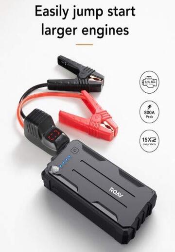 ROAV By Anker Jump Starter Pro 800A Peak 12V for Petrol Engines up to 6.0L or Diesel Engines up to 3.0L, Ultra Portable Charger with Advanced Safety Protection with Built-in LED Flashlight and Compass-M000000000239 www.mysocially.com