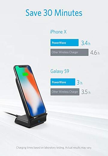 Anker PowerWave+ 10W, 7.5W-5W Qi-Certified Fast Wireless Charging Stand-Black-M000000000455 www.mysocially.com