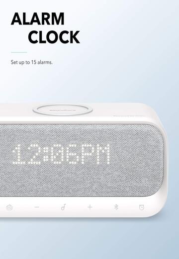 Soundcore Wakey Bluetooth Speakers Powered by Anker with Alarm Clock, Stereo Sound, FM Radio, White Noise, Qi Wireless Charger-M000000000462 www.mysocially.com