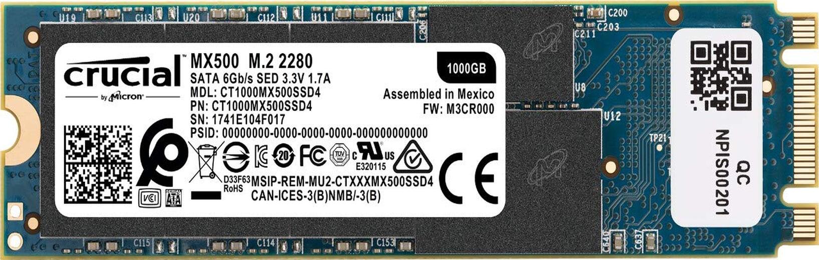 Crucial MX500 1TB 3D NAND SATA M.2 Type 2280SS Internal SSD-CT1000MX500SSD4