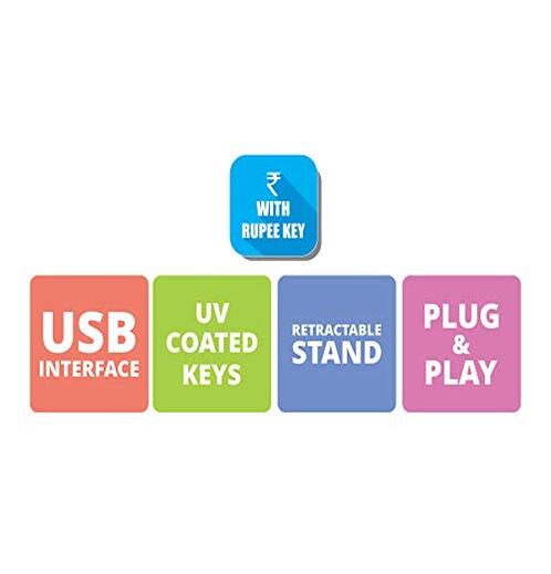 Zebronics USB Keyboard with Rupee Key, USB Interface and Retractable Stand - K20 - Certified Refurbished