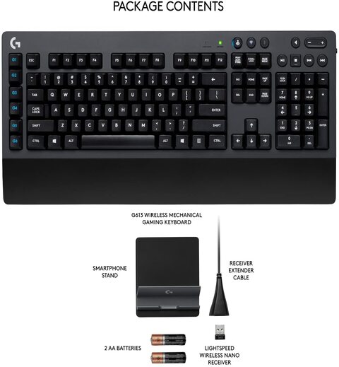 Logitech G613 LIGHTSPEED Wireless Mechanical Gaming Keyboard, Multihost 2.4 GHz + Blutooth Connectivity - Black