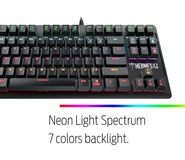 GAMDIAS 7 Color Backlit Gaming Mechanical Keyboard with 87 Keys, Blue Switches, Anti-ghosting, Multimedia Control Key with Metal Plate